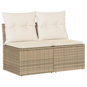 vidaXL Salon de jardin avec coussins 2 Pièces beige résine tressée acacia