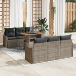 Ensemble de Canapé de Jardin de 7 Pièces avec Coussins en Rattan Gris