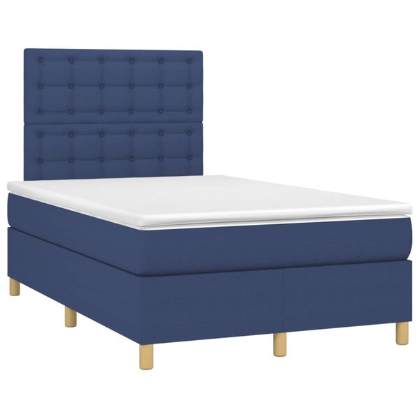 vidaXL Sommier à lattes de lit avec matelas bleu 120x190 cm tissu