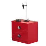 Vipack Table de chevet 2 tiroirs Monza Bois Rouge