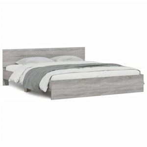 vidaXL Cadre de lit avec tête de lit sonoma gris 200x200 cm