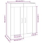 vidaXL Armoire murale suspendue Blanc brillant 69 5x32 5x90 cm
