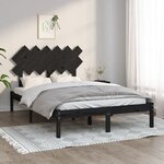 vidaXL Cadre de lit Noir 135x190 cm Double Bois massif