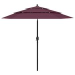 vidaXL Parasol à 3 niveaux avec mât en aluminium Bordeaux 2 5 m