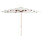 vidaXL Parasol d'extérieur avec mât en bois 350 cm Blanc sable