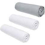 3 draps housses - 140 x 190 cm -Craie/ Acier