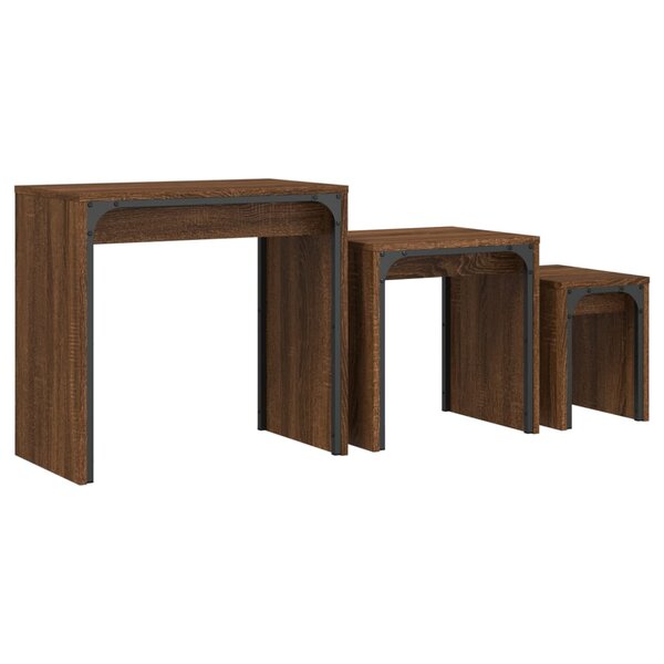 vidaXL Tables basses gigognes 3 Pièces chêne marron bois d'ingénierie