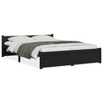 vidaXL Cadre de lit Noir Bois massif 135x190 cm Double