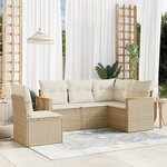 vidaXL Salon de jardin avec coussins 5 Pièces beige résine tressée