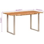 vidaXL Table de salle à manger 140x70x76 cm Bois d'acacia solide