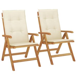 vidaXL Chaises de jardin inclinables lot de 2 et coussins teck massif