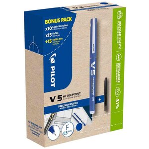 Stylo roller V5 HI-TECPOINT BONUS PACK bleu PILOT