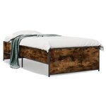 vidaXL Cadre de lit chêne fumé 90x190 cm bois d'ingénierie et métal