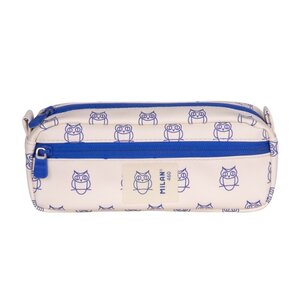 Trousse rectangulaire Milan Collection 460 - 2 compartiments zippés - Beige/Bleu