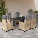 vidaXL Ensemble à manger de jardin coussins 7 Pièces mélange beige rotin