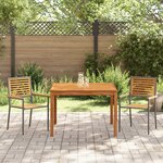 Ensemble de salle à manger de jardin 3 pièces vidaXL Gris poly rattan acacia
