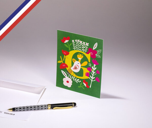 Carte simple bouton d'or créée et imprimée en france - la lettre b