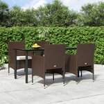 vidaXL Ensemble à manger de jardin coussins 5 Pièces Marron/noir