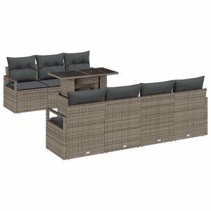 vidaXL Ensemble de canapé de jardin avec stockage 8 Pièces Gris polyrotin
