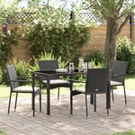 vidaXL Ensemble de Salle à Manger de Jardin 5 Pièces avec Coussins Noir Poly Rotin