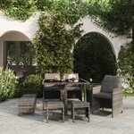 vidaXL Ensemble à manger de jardin coussins 9Pièces Résine tressée Gris