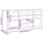 vidaXL Buffet avec lumières LED noir 142 5x37x67 cm
