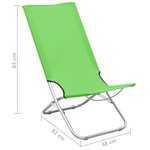 vidaXL Chaises de plage pliables 2 Pièces Vert Tissu