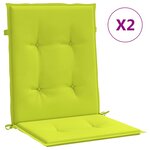 vidaXL Coussins de chaise de jardin à dossier bas lot de 2 vert vif