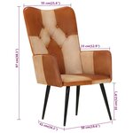 vidaXL Chaise à oreilles Marron et crème Cuir véritable