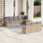 vidaXL Salon de jardin avec coussins 10 Pièces beige résine tressée