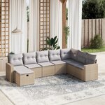 vidaXL Salon de jardin avec coussins 8Pièces mélange beige résine tressée