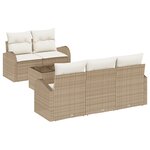 vidaXL Ensemble de canapé de jardin 6 pièces avec coussins beige rotin synthétique