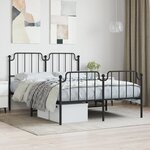 vidaXL Cadre de lit métal avec tête de lit/pied de lit noir 140x190 cm