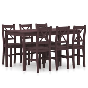 vidaXL Ensemble de salle à manger 7 Pièces Pinède Marron foncé