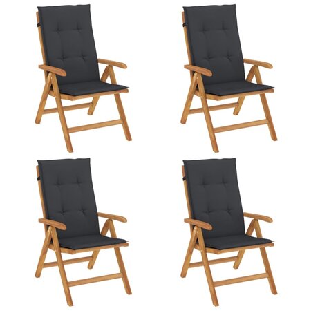 vidaXL Chaises de jardin inclinables 4Pièces et coussins bois massif teck