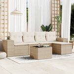 vidaXL Salon de jardin avec coussins 6 Pièces beige résine tressée