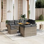 vidaXL Salon de jardin 9 Pièces avec coussins gris résine tressée