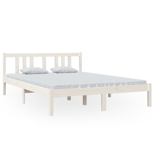 vidaXL Cadre de lit Blanc Bois massif 140x200 cm
