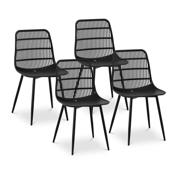 Lot de 4 chaises salon salle à manger restaurants  les cafés  les bureaux et les salles d'attente 150 kg max noir 14_0006003