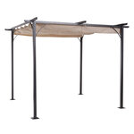 Pergola rétractable 3L x 3l x 2 30H m structure métal époxy anticorrosion noire + toile polyester haute densité 180 g/m² incluse beige