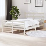 vidaXL Cadre de lit Blanc Bois de pin massif 120x190 cm Petit double