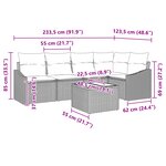 vidaXL Ensemble de canapé de jardin 5 pièces avec coussins marron en poly rattan