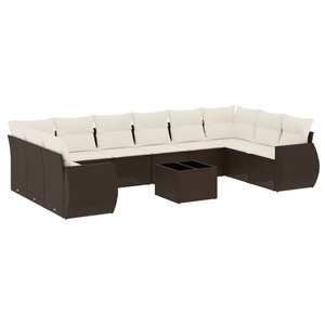 vidaXL Salon de jardin et coussins 11 Pièces marron résine tressée