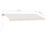 vidaXL Auvent manuel rétractable sur pied 400x350 cm Crème