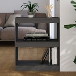 vidaXL Bibliothèque/Séparateur de pièce Gris 60x30x71 5 cm Pin massif