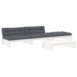 vidaXL Salon de jardin 4 Pièces avec coussins blanc bois massif
