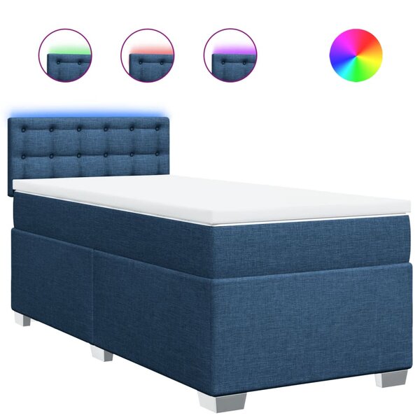 vidaXL Sommier à lattes de lit avec matelas Bleu 100x200 cm Tissu