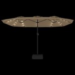 vidaXL Parasol à double tête avec LED taupe 449x245 cm