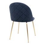 2 chaises de salle à manger en velours bleu avec pieds en laiton