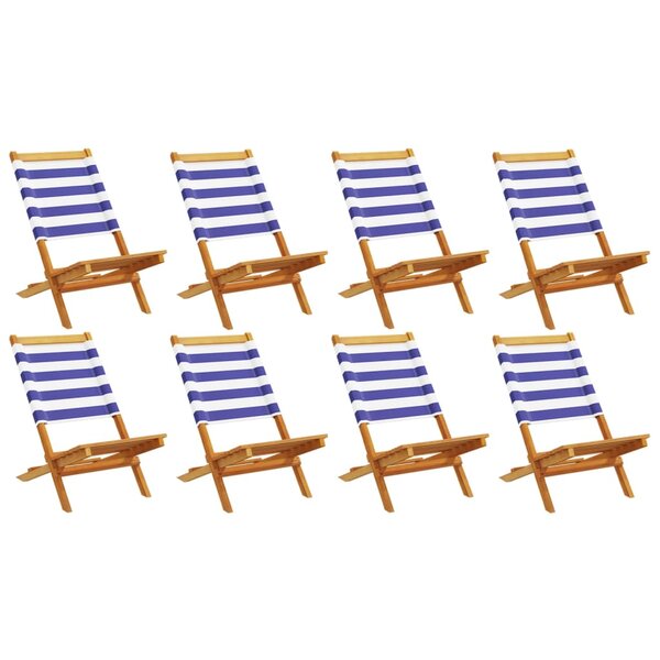 vidaXL Chaises de jardin pliantes lot de 8 tissu et bois massif